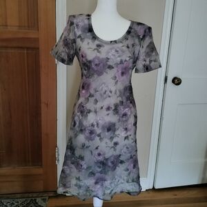 Vintage Dress Barn Whimsy Goth Elegant Gray And Purple Dress